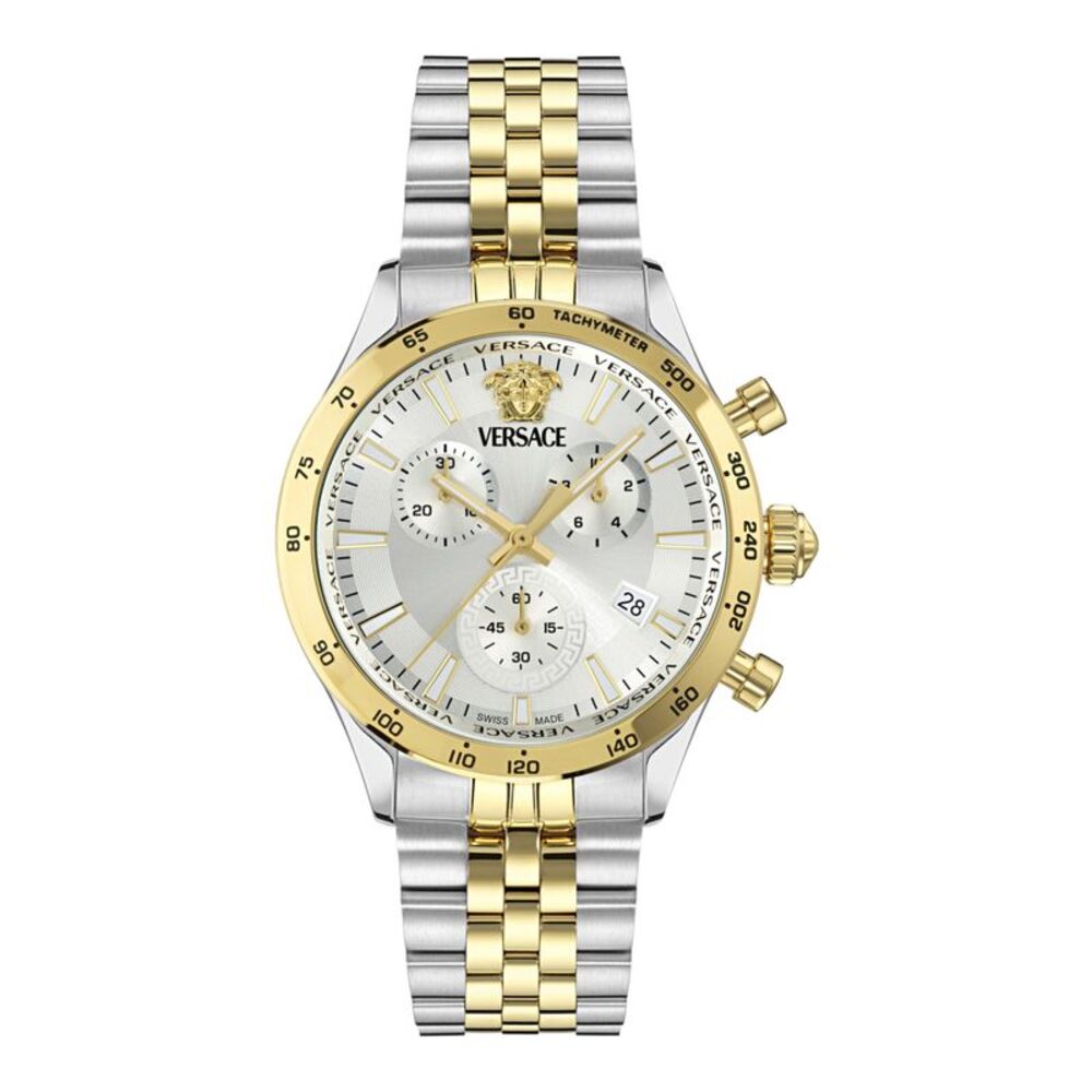 Versace Hellenyium Chrono Petite Bracelet Watch Two Tone Mens